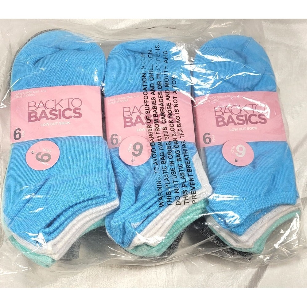 18 Pairs Women's Back to Basics Low Cut Socks - Shoe Size 4-10